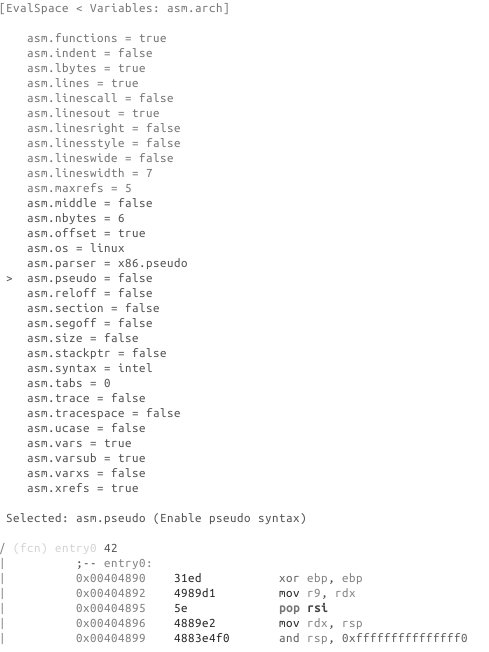 Pseudo disassembly disabled